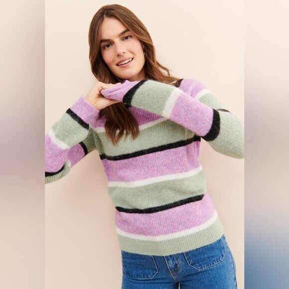 Urban Outfitters Mohair wool blend striped pullover size m pastel colors - Picture 3 of 9